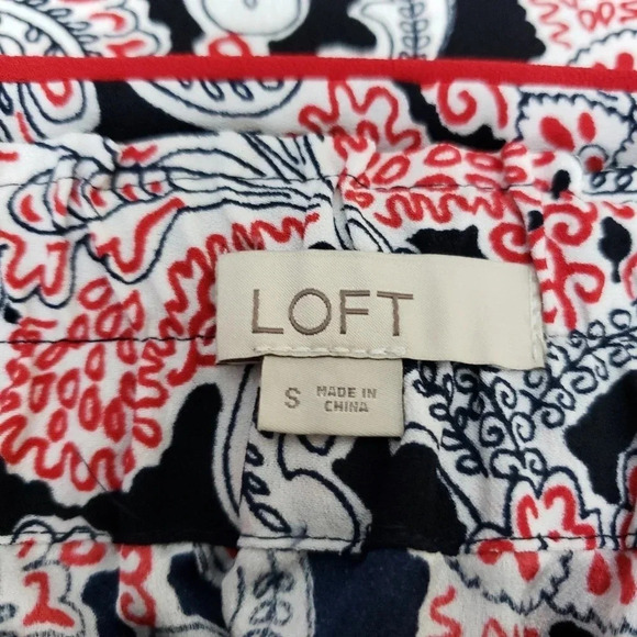 Ann Taylor LOFT Flare Skirt Floral Pull On Stretch Waist Tie Belt A Line - Picture 6 of 7